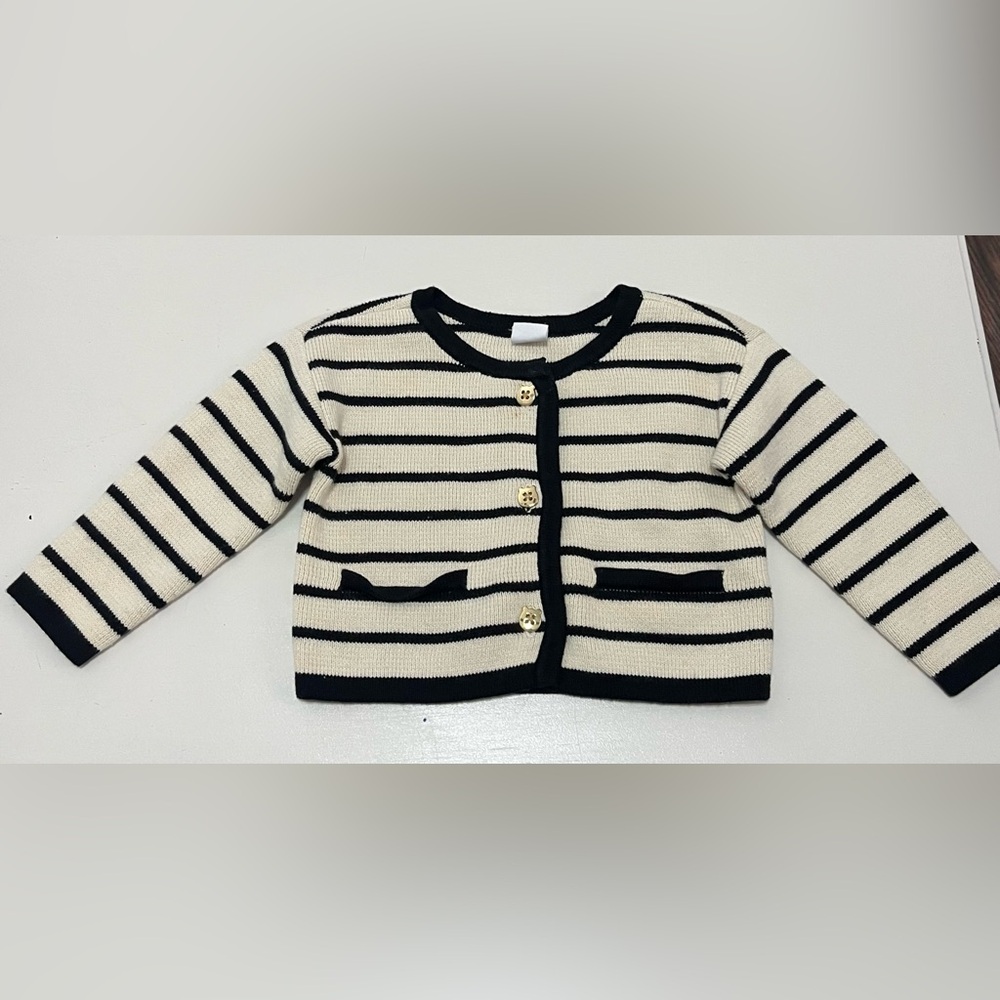 GAP Black and Cream Baby Cardigan